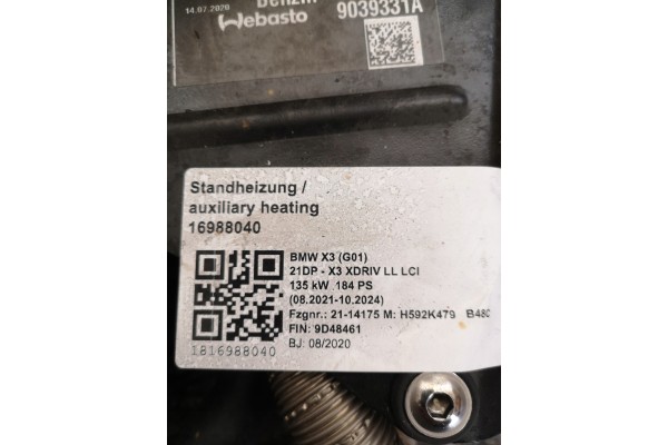 BMW G01 G02 WEBASTO ELECTRIC 9418893 PETROL Version European