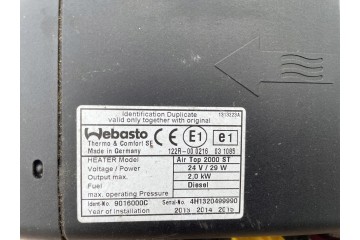 WEBASTO AIR TOP 2000 ST DAF LF EURO6 2015 Producent czesci DAF OE