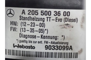 WEBASTO OGRZEWANIE POSTOJOWE A2055003600 MERCEDES C KLASA W205 2 0 CDI 19R Wersja Europejska