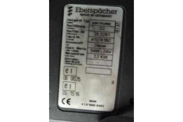 HEATING EBERSPACHER MAN TGA TGL TGM D2 Catalog number of the part inny