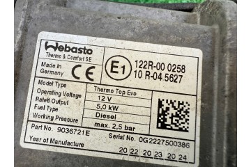 WEBASTO BMW 3 G20 G21 4 G22 G23 DIESEL 9036721 Catalog number of the part BMWBALONTEL 604381674 WEBASTO BMW 3 G20 G21 4 G22 G23 