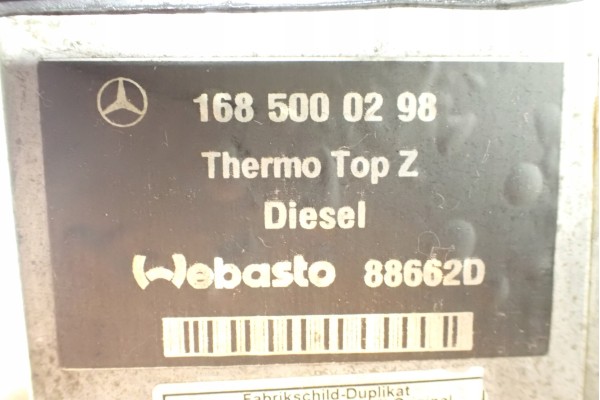 WEBASTO MERCEDES W168 A CLASS 1 7 CDI DIESEL 1685000298 SET Catalog number of the part WEBASTO MERCEDES W168 A KLASA 1 7 CDI DIE