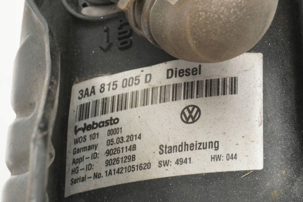PARKING HEATER WEBASTO VW PASSAT B7 CC 3AA815005D 9026129B Version European