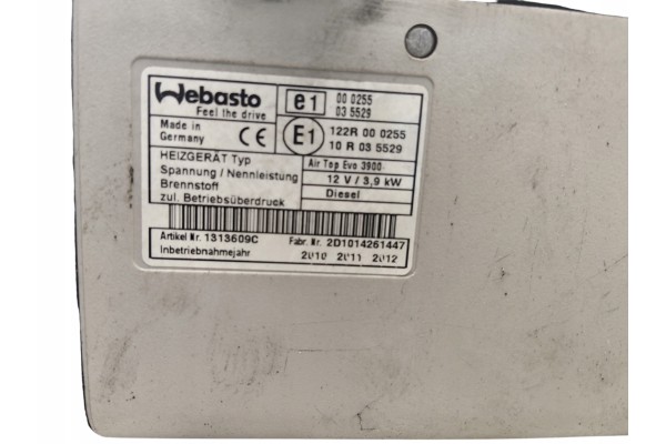 WEBASTO PARKING HEATER AIR TOP EVO 3900 3 9kW 12V DIESEL 1313609C Catalog number of the part MM_1313609C AIR TOP EVO 3900
