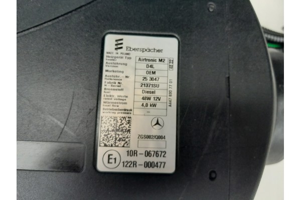 Set Webasto eberspaecher Dry Airtronic D4L 12V Diesel 4 KW Catalog number of the part Eberspaecher Airtronic D4L 253047