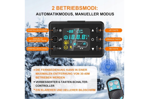 Calefactor estacionario LIKACI para diésel 5-8 kW, 12/24V, Bluetooth