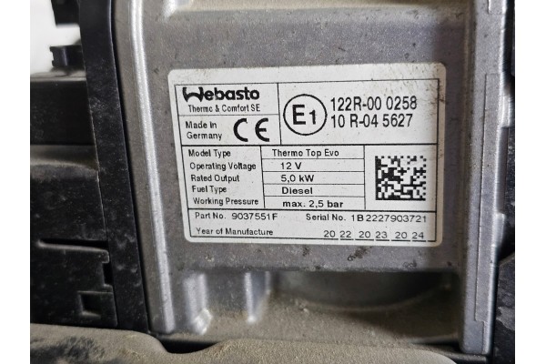 WEBASTO PARKING HEATER MAN TGE VW CRAFTER 2N0819008C Quality of parts according to GVO O original with manufacturer s logo OE