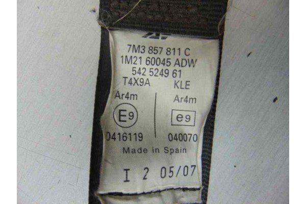 7M3857811C  CINTURON SEGURIDAD TRASERO IZQUIERDO SEAT ALHAMBRA (7V9) Reference 2007 7M3857811C 186950 SEAT - 2