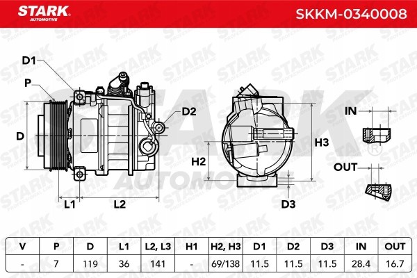 Compresor de aire acondicionado Stark SKKM-0340008