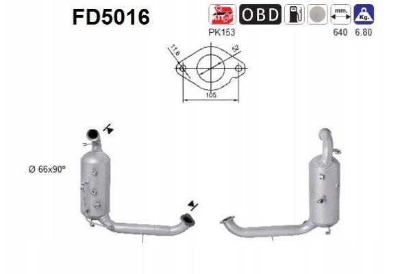 ASCFD5016 PARTICULATE FILTER DPF CAT FORD 1 6TDCI EURO 4