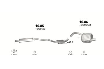 Silencers set Alfa Romeo 147 capacity 1 6 2 0TS 00 08r Part manufacturer Polmo