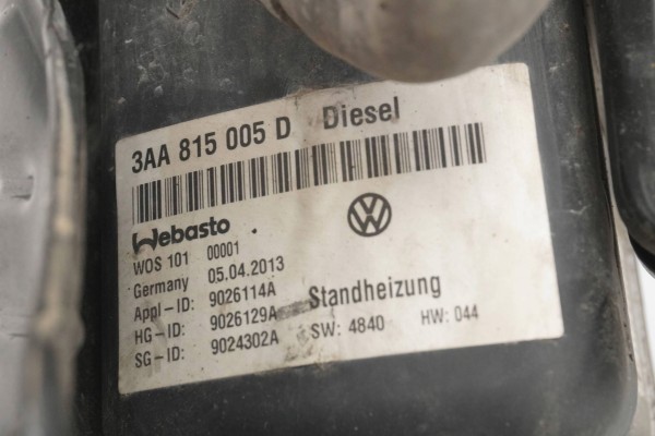 PARKING HEATER WEBASTO VW PASSAT B7 CC 3AA815005D 9026129A Catalog number of the original 9026129A