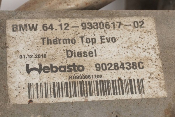 PARKING HEATER WEBASTO BMW 5 F10 F11 9330617 Customs tariff code 87089997