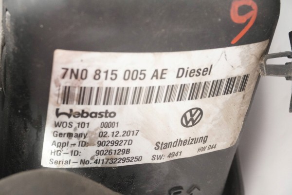 PARKING HEATER WEBASTO VW SHARAN 7N0815005AE 9026129B Catalog number of the original 9026129B