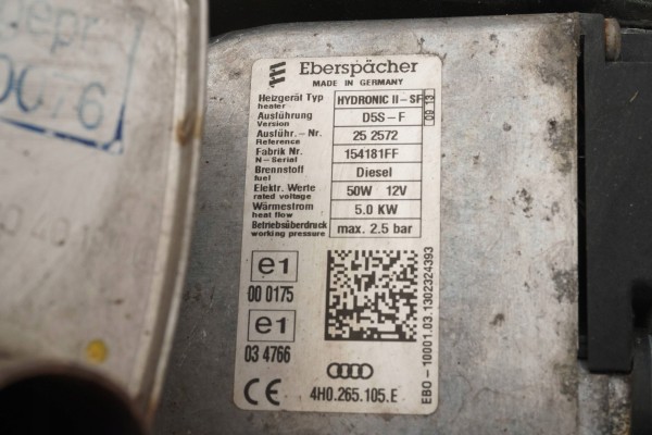 PARKING HEATER WEBASTO AUDI A6 C7 4G0265081E 4H0265105E Version European