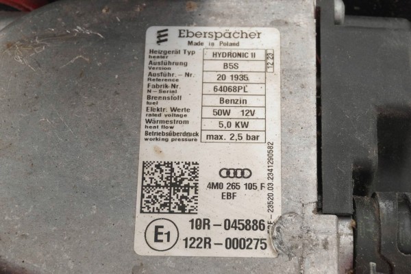 Calefactor estacionario Webasto para Audi A4 A5 8W0265081M 4M0265105F