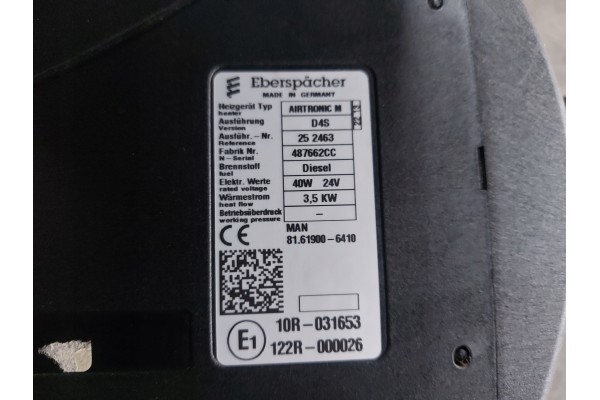 Man Tgx E6 Parking heater Eberspacher D4S Catalog number of the part 81619006410