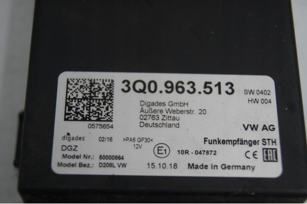 Touareg III 3 0 WEBASTO PARKING HEATER MODULE 4M0265105E Part manufacturer Audi OE