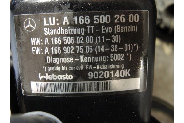 WEBASTO MERCEDES ML GLE A1665002600 PETROL Catalog number of the part A1665002600