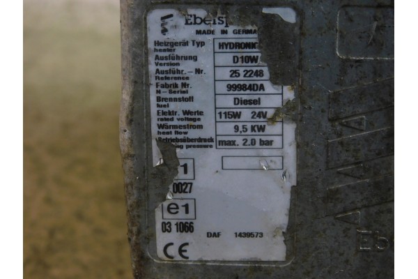 1439573 WEBASTO HYDRONIC PARKING HEATER DAF 105 XF Catalog number of the part 1439573