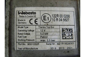 Toyota RAV4 V 2018 PETROL parking heater WEBASTO THERMO TOP EVO Product weight with unit packaging 5 kg