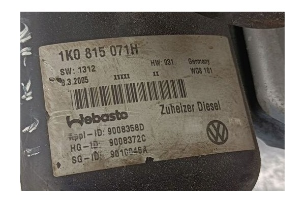 WEBASTO PARKING HEATER VW TOURAN 1T CADDY 2K 1 9TDI 1K0815071H Product weight with unit packaging 1 kg