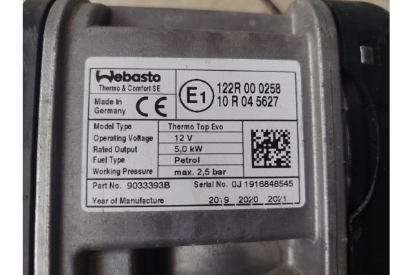 Calefactor estacionario Webasto para SEAT Tarraco y VW Tiguan II