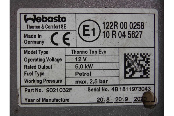 Toyota RAV4 V 2018 PETROL parking heater WEBASTO THERMO TOP EVO Car type 4x4 SUV passenger cars
