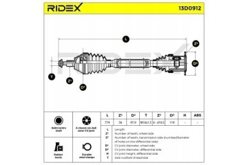 Drive axle for VW Passat Variant 3G5 CB5 Tou Catalog number of the part 13D0912