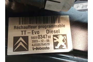 WEBASTO 9809034780 Citroen Jumpy III 2016 Part manufacturer Citroen OE