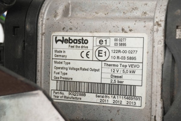PARKING HEATER WEBASTO FORD VOLVO AG9N 18K463 AE 9022288B Catalog number of the original 9022288B