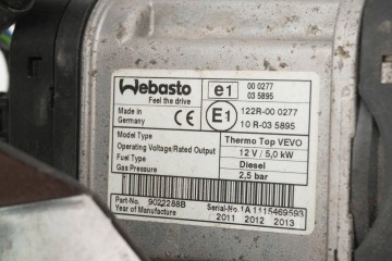 PARKING HEATER WEBASTO FORD VOLVO AG9N 18K463 AE 9022288B Catalog number of the original 9022288B