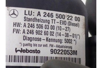 WEBASTO PARKING HEATER A2465002200 MERCEDES CLA W117 2 2 CDI 16R Catalog number of the original WERSJA EUROPEJSKA EUROPA EU MERC
