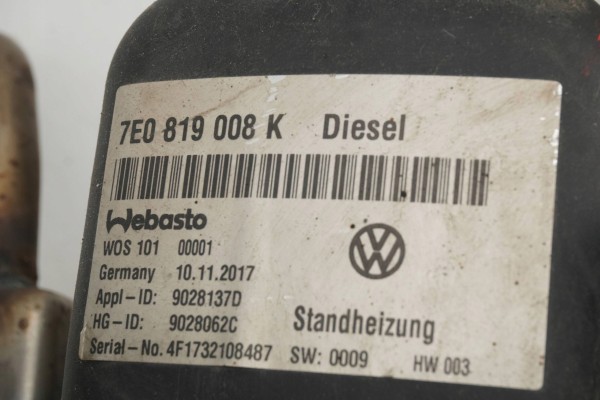 PARKING HEATER WEBASTO VW T6 7E0819008K 9028062C Catalog number of the original 9028062C