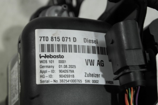 VW T7 MULTIVAN TDI HEATING WEBASTO HEATER 7T0815071D Quality of parts according to GVO O original with manufacturer s logo OE
