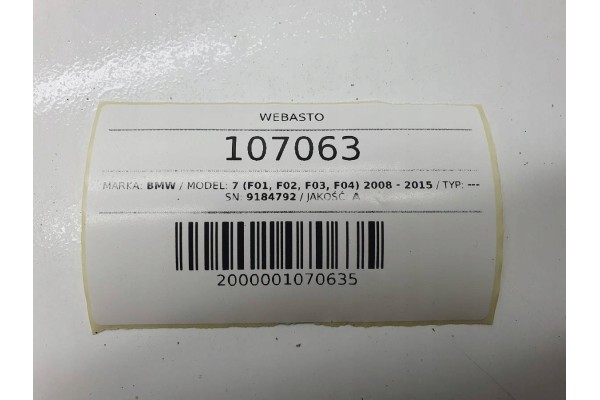 WEBASTO THERMO TOP V GASOLINA BMW 7 9241698