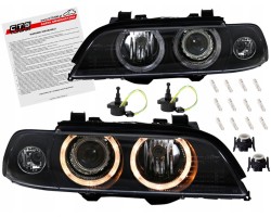 BMW 5 E39 95 00 LAMPS headlights BLACK rings xenon D2S H7 DPEO lenses L P