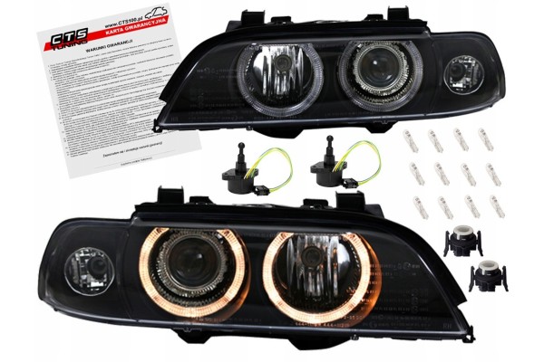 BMW 5 E39 95 00 LAMPS headlights BLACK rings xenon D2S H7 DPEO lenses L P