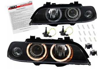 BMW 5 E39 95 00 LAMPS headlights BLACK rings xenon D2S H7 DPEO lenses L P