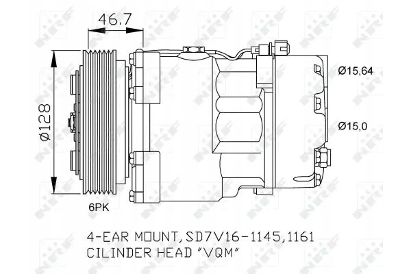 COMPRESSOR AIR CONDITIONING COMPRESSOR 32489 NRF VW LT Catalog number of the part 32489