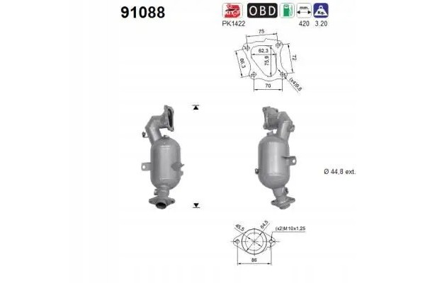 CATALYTIC CONVERTER 91088 AS Packaging status original