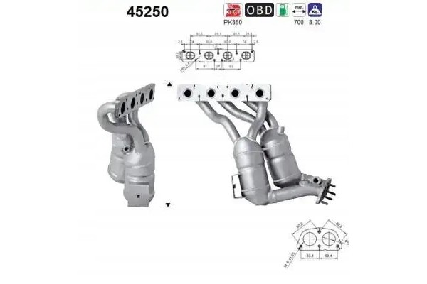 CATALYTIC CONVERTER 45250 AS BMW 1 3 E87 E90 E91