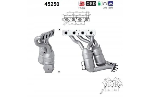 CATALYTIC CONVERTER 45250 AS BMW 1 3 E87 E90 E91 Packaging status original
