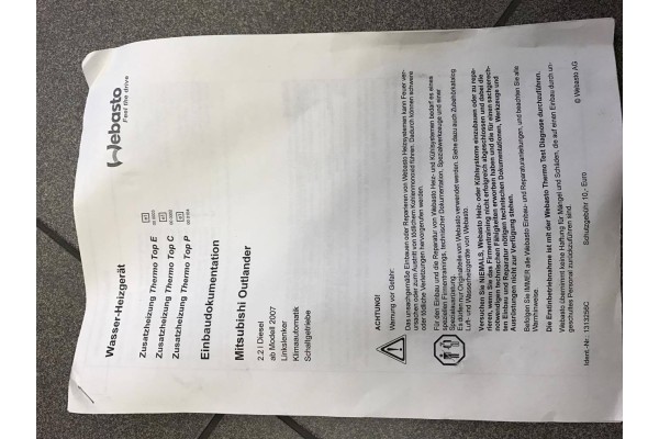 MITSUBISHI OUTLANDER WEBASTO Kpl ACCESSORIES NEW ORG Car type passenger cars