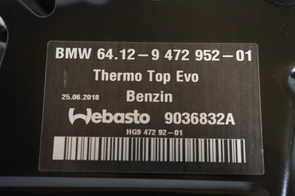 WEBASTO BMW X5 G05 PETROL 9472952 Car type passenger cars