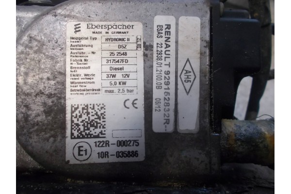 Renault Kangoo II 2011 Set Parking heater Webasto Catalog number of the part 929152832R