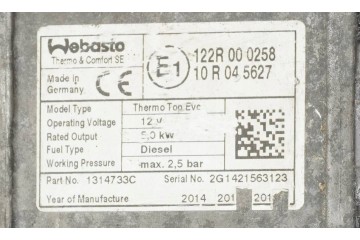 PARKING HEATER WEBASTO OPEL ASTRA ZAFIRA 1317413B 1314733C Catalog number of substitutes 9019629J157