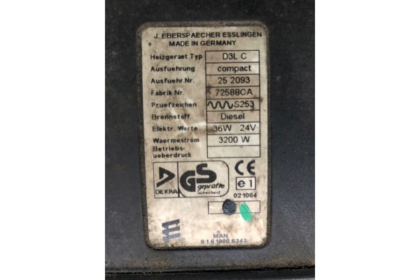 Parking heater stove Eberspacher D3LC Catalog number of the part D3LC