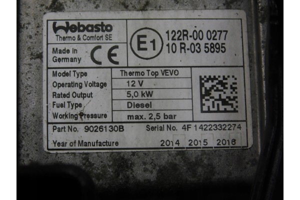 7N0815065T THERMO TOP VEVO WEBASTO VW SHARAN II 2010 2022 Catalog number of the part VOLKSWAGEN SHARAN 7N 10 WEBASTO 7N0815065T