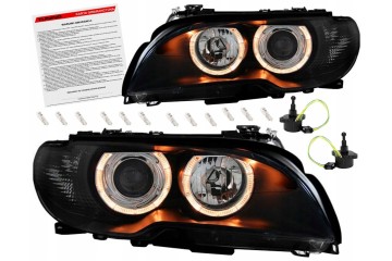 BMW E46 03 06 COUPE CONVERTIBLE LAMPS headlights front rings H7